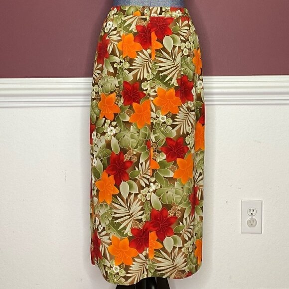 Joan Leslie tropical floral print midi skirt 10P - Picture 3 of 3